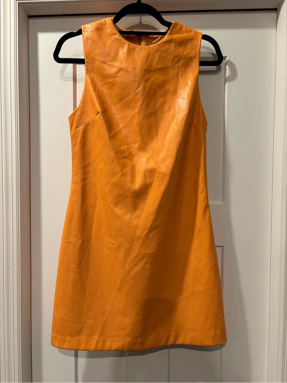 New House of Harlow 1960 Orange/Papaya Sleeveless Faux Leather Mini Dress